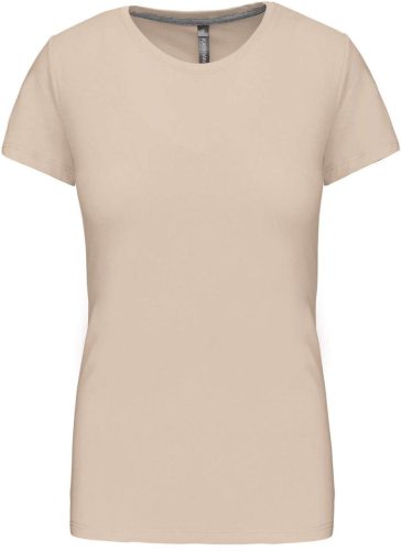 Női rövid ujjú környakas pamut póló, Kariban KA380, Light Sand-XL