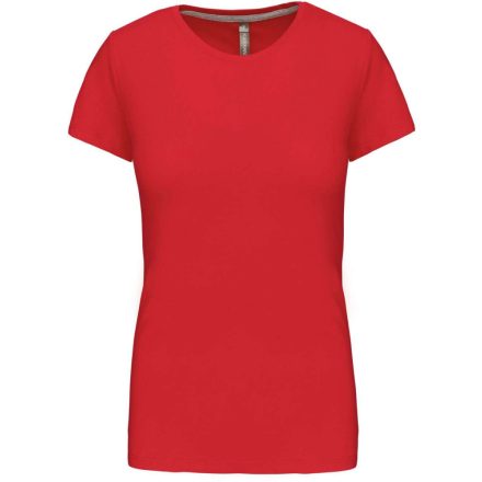 Női rövid ujjú környakas pamut póló, Kariban KA380, Red-2XL