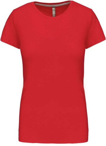 Női rövid ujjú környakas pamut póló, Kariban KA380, Red-L
