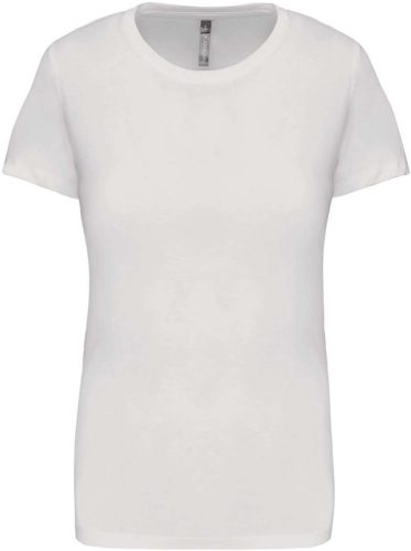 Női rövid ujjú környakas pamut póló, Kariban KA380, White-M
