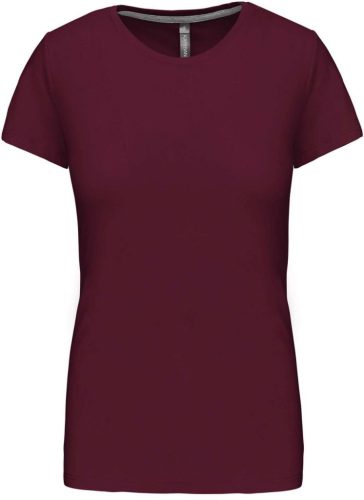 Női rövid ujjú környakas pamut póló, Kariban KA380, Wine-3XL