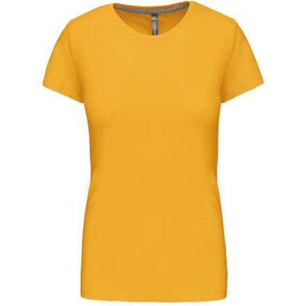 Női rövid ujjú környakas pamut póló, Kariban KA380, Yellow-M