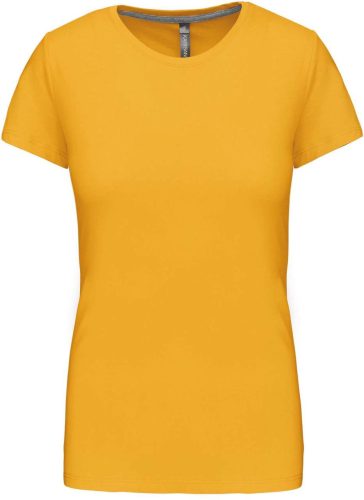 Női rövid ujjú környakas pamut póló, Kariban KA380, Yellow-M