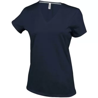   Női V-nyakú rövid ujjú pamut póló, Kariban KA381, Dark Grey-2XL