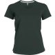 Női V-nyakú rövid ujjú pamut póló, Kariban KA381, Forest Green-XL