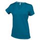 Női V-nyakú rövid ujjú pamut póló, Kariban KA381, Tropical Blue-3XL