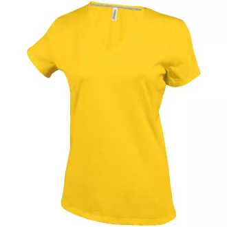   Női V-nyakú rövid ujjú pamut póló, Kariban KA381, Yellow-2XL