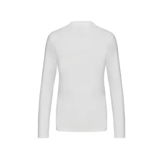   Női hosszú ujjú V-nyakú pamut póló, Kariban KA382, White-S