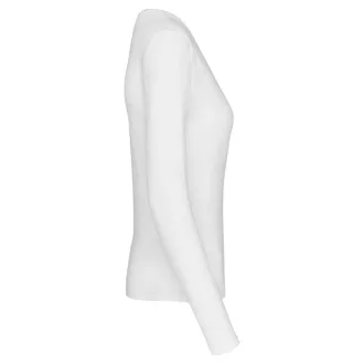   Női hosszú ujjú V-nyakú pamut póló, Kariban KA382, White-S