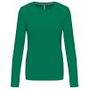 Női hosszú ujjú kereknyakú pamut póló, Kariban KA383, Kelly Green-2XL