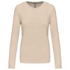Női hosszú ujjú kereknyakú pamut póló, Kariban KA383, Light Sand-2XL