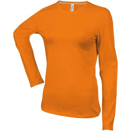 Női hosszú ujjú kereknyakú pamut póló, Kariban KA383, Orange-L