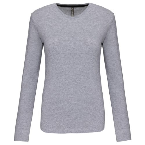 Női hosszú ujjú kereknyakú póló, Kariban KA383, Oxford Grey-XL