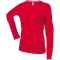 Női hosszú ujjú kereknyakú pamut póló, Kariban KA383, Red-2XL