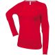 Női hosszú ujjú kereknyakú pamut póló, Kariban KA383, Red-2XL