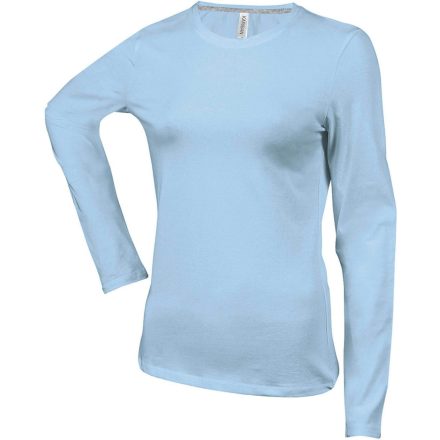 Női hosszú ujjú kereknyakú pamut póló, Kariban KA383, Sky Blue-XL