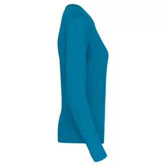   Női hosszú ujjú kereknyakú pamut póló, Kariban KA383, Tropical Blue-2XL