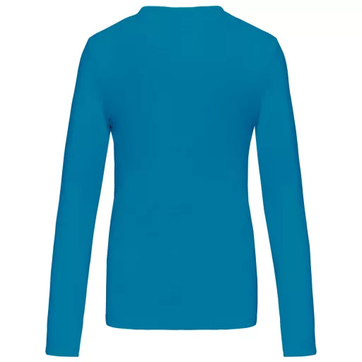 Női hosszú ujjú kereknyakú pamut póló, Kariban KA383, Tropical Blue-L