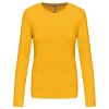 Női hosszú ujjú kereknyakú pamut póló, Kariban KA383, Yellow-2XL