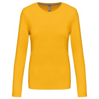   Női hosszú ujjú kereknyakú pamut póló, Kariban KA383, Yellow-2XL