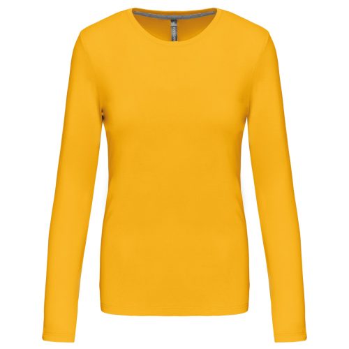Női hosszú ujjú kereknyakú pamut póló, Kariban KA383, Yellow-2XL