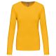 Női hosszú ujjú kereknyakú pamut póló, Kariban KA383, Yellow-2XL