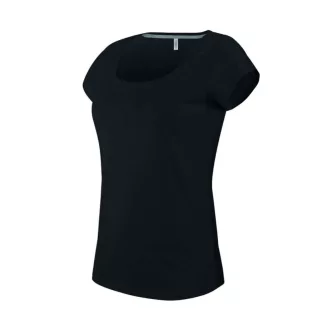   Női rövid ujjú, csónak nyakú pamut póló, Kariban KA384, Black-S