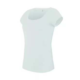   Női rövid ujjú, csónak nyakú pamut póló, Kariban KA384, White-S
