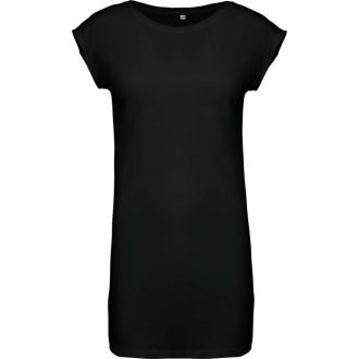   Női hosszú pólóruha, rövid ujjú, Kariban KA388, Black-S/M