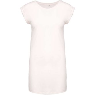   Női hosszú pólóruha, rövid ujjú, Kariban KA388, Off White-S/M