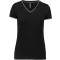 Női V-nyakú piké póló, csíkos szélekkel, Kariban KA394, Black/Light Grey/White-XL