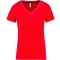 Női V-nyakú piké póló, csíkos szélekkel, Kariban KA394, Red/Navy/White-L