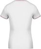 Női V-nyakú piké póló, csíkos szélekkel, Kariban KA394, White/Navy/Red-XL