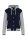 Uniszex kapucnis patentos vastag pulóver, Kariban KA4003, Navy/Oxford Grey/White-XL