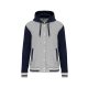 Uniszex  kapucnis patentos vastag pulóver, Kariban KA4003, Oxford Grey/Navy/White-3XL