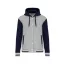 Uniszex  kapucnis patentos vastag pulóver, Kariban KA4003, Oxford Grey/Navy/White-XL