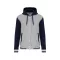 Uniszex  kapucnis patentos vastag pulóver, Kariban KA4003, Oxford Grey/Navy/White-XS