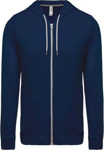 Uniszex  könnyű vékony kapucnis cipzáras pulóver (póló), Kariban KA438, Navy-2XL