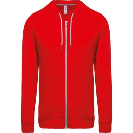 Uniszex  könnyű vékony kapucnis cipzáras pulóver (póló), Kariban KA438, Red-3XL