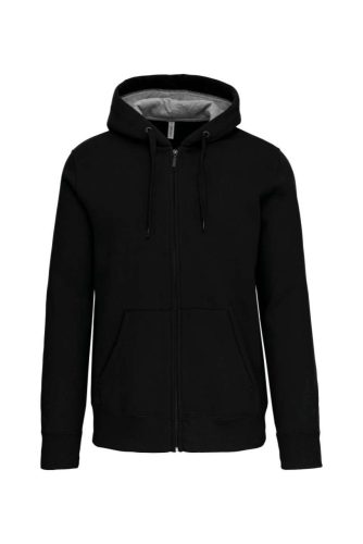 Uniszex  cipzáras kapucnis vastag pulóver, Kariban KA444, Black-M