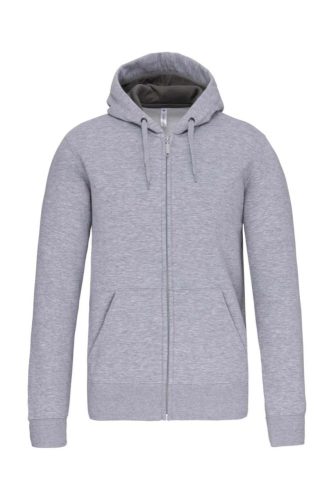 Uniszex  cipzáras kapucnis vastag pulóver, Kariban KA444, Oxford Grey-2XL
