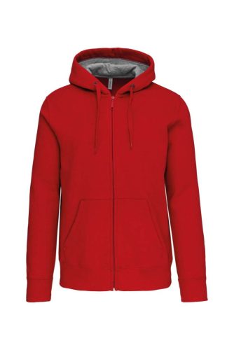 Uniszex  cipzáras kapucnis vastag pulóver, Kariban KA444, Red-2XL