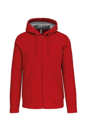Uniszex  cipzáras kapucnis vastag pulóver, Kariban KA444, Red-3XL