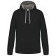 Férfi pulóver kontrasztos bélésű kapucnival, Kariban KA446, Black/Fine Grey-XS