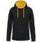 Férfi pulóver kontrasztos bélésű kapucnival, Kariban KA446, Black/Yellow-M