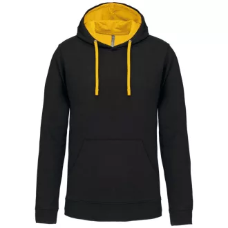   Férfi pulóver kontrasztos bélésű kapucnival, Kariban KA446, Black/Yellow-XS