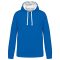 Férfi pulóver kontrasztos bélésű kapucnival, Kariban KA446, Light Royal Blue/White-S