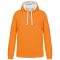 Férfi pulóver kontrasztos bélésű kapucnival, Kariban KA446, Orange/White-M