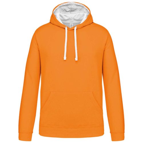 Férfi pulóver kontrasztos bélésű kapucnival, Kariban KA446, Orange/White-XS