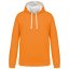Férfi pulóver kontrasztos bélésű kapucnival, Kariban KA446, Orange/White-XS